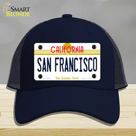 San Francisco California Novelty License Plate Hat Mesh / Navy