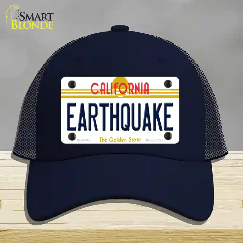 Earthquake California Novelty License Plate Hat Mesh / Navy