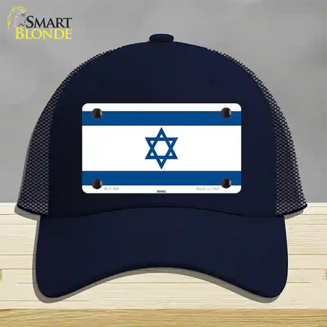 Israel Flag Novelty License Plate Hat Mesh / Navy