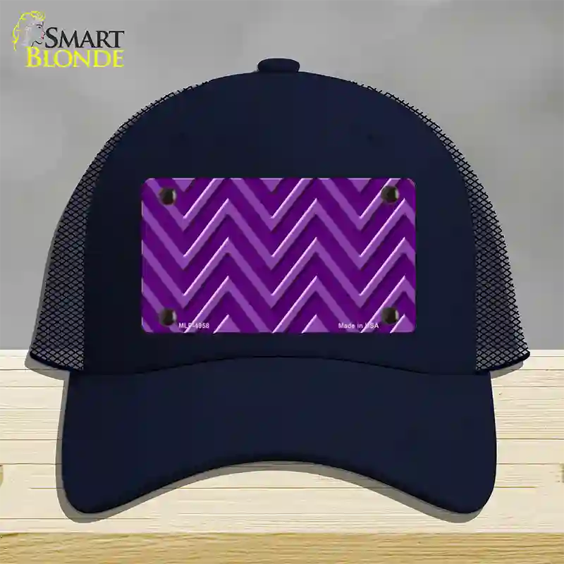 Purple Light Purple Large Chevron Novelty License Plate Hat Mesh / Navy