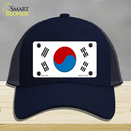 South Korea Flag Novelty License Plate Hat Mesh / Navy