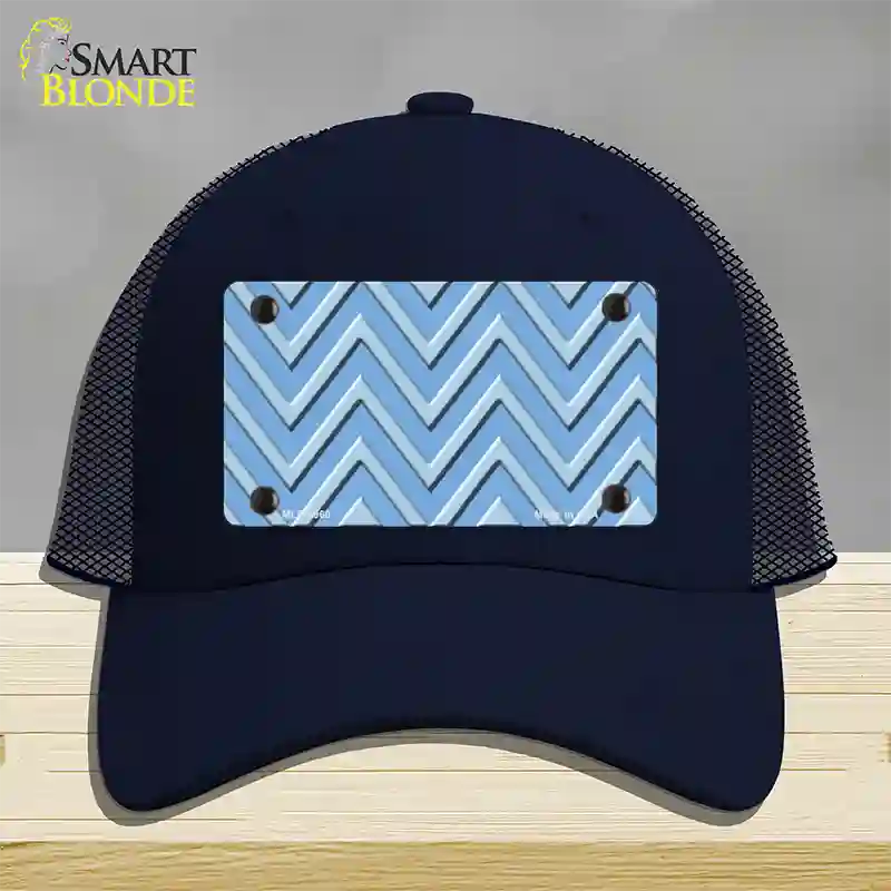 Light Blue Lighter Blue Large Chevron Novelty License Plate Hat Mesh / Navy