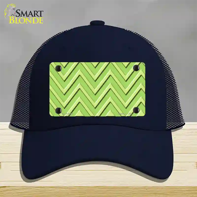 Lime Green Lighter Lime Green Large Chevron Novelty License Plate Hat Mesh / Navy