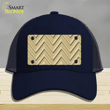 Gold Light Gold Large Chevron Novelty License Plate Hat Mesh / Navy