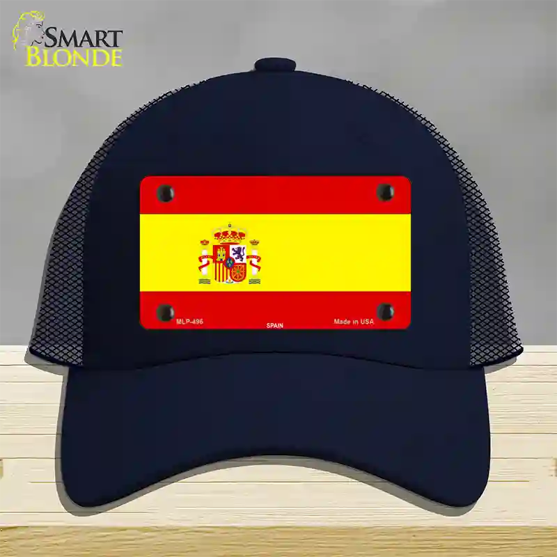 Spain Flag Novelty License Plate Hat Mesh / Navy