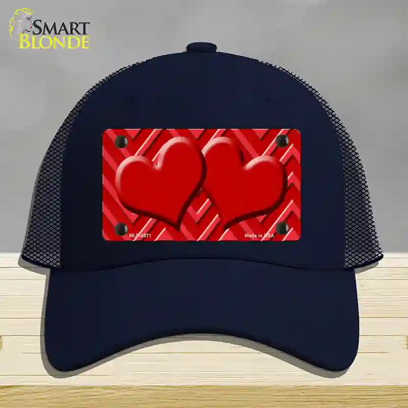 Red Light Red Heart Large Chevron Novelty License Plate Hat Mesh / Navy