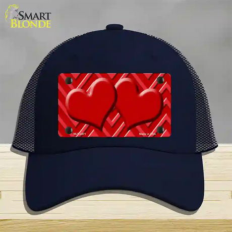 Red Light Red Heart Large Chevron Novelty License Plate Hat Mesh / Navy