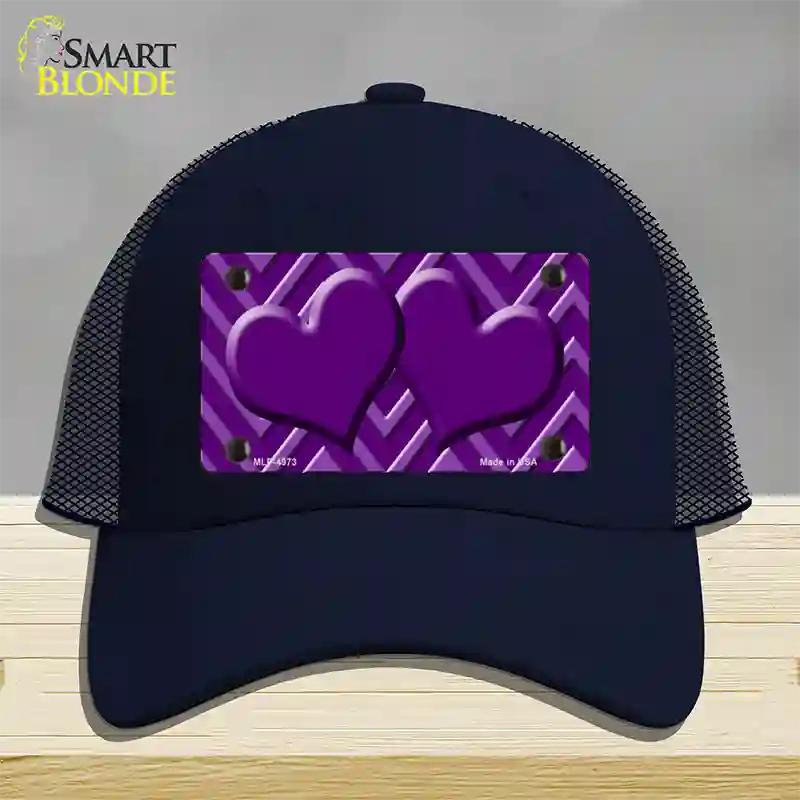 Purple Light Purple Heart Large Chevron Novelty License Plate Hat Mesh / Navy