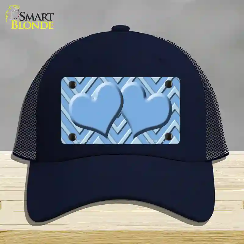 Light Blue Lighter Blue Heart Large Chevron Novelty License Plate Hat Mesh / Navy