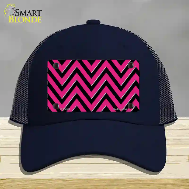 Pink Black Large Chevron Novelty License Plate Hat Mesh / Navy