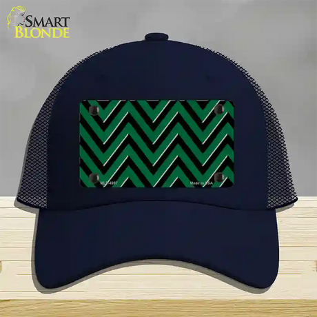 Green Black Large Chevron Novelty License Plate Hat Mesh / Navy