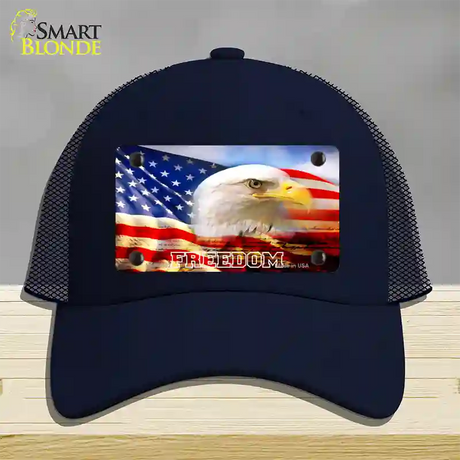 Freedom Bald Eagle Novelty License Plate Hat Mesh / Navy