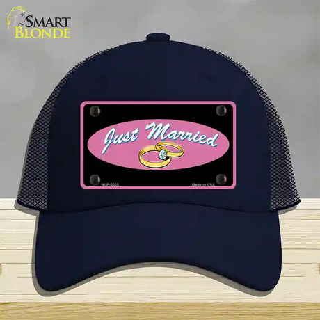 Just Married Novelty License Plate Hat Mesh / Navy