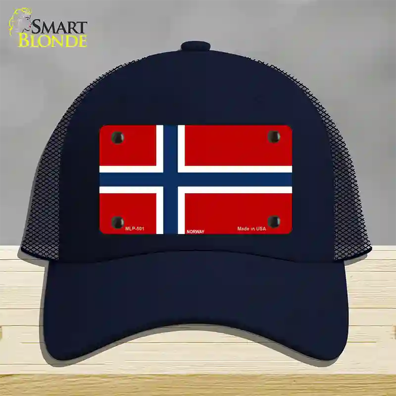 Norway Flag Novelty License Plate Hat Mesh / Navy