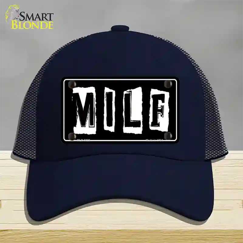 M.I.L.F Black Novelty License Plate Hat Mesh / Navy