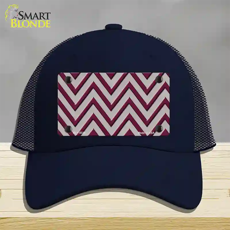 Maroon Grey Chevron Novelty License Plate Hat Mesh / Navy