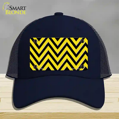 Yellow Black Chevron Novelty License Plate Hat Mesh / Navy