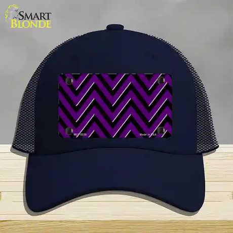 Purple Black Chevron Novelty License Plate Hat Mesh / Navy