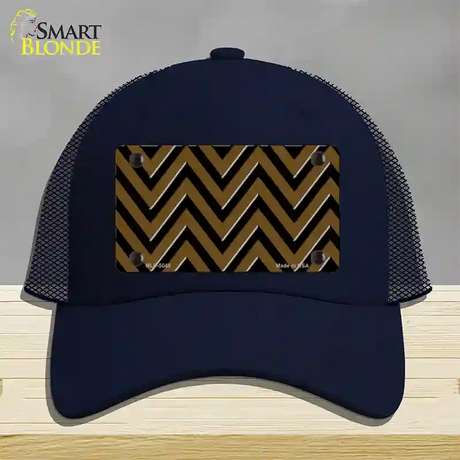 Brown Black Chevron Novelty License Plate Hat Mesh / Navy