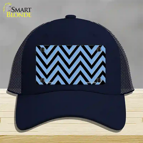 Light Blue Black Chevron Novelty License Plate Hat Mesh / Navy