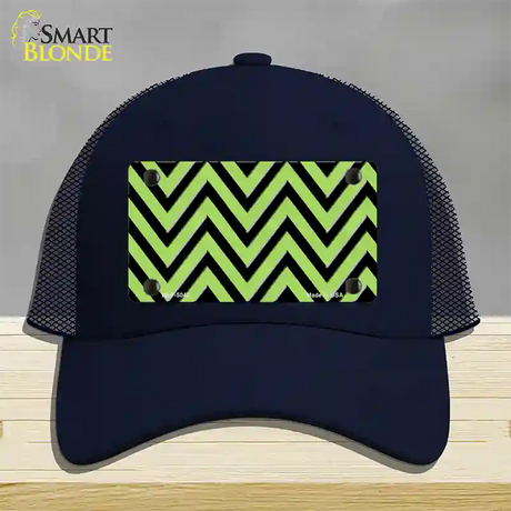 Lime Green Black Chevron Novelty License Plate Hat Mesh / Navy