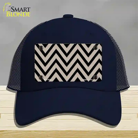 Tan Black Chevron Novelty License Plate Hat Mesh / Navy