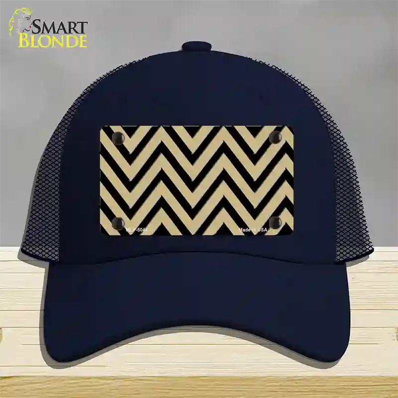 Gold Black Chevron Novelty License Plate Hat Mesh / Navy