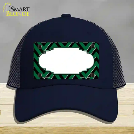 Green Black Chevron Scallop Novelty License Plate Hat Mesh / Navy