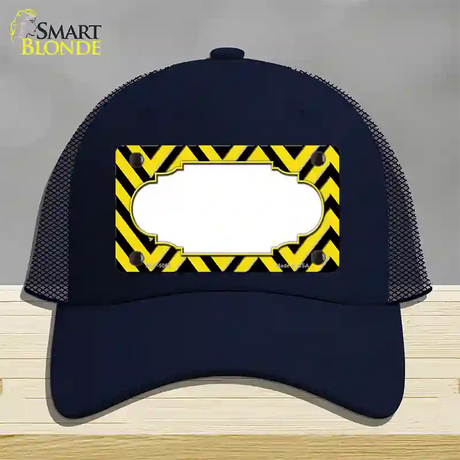 Yellow Black Chevron Scallop Novelty License Plate Hat Mesh / Navy