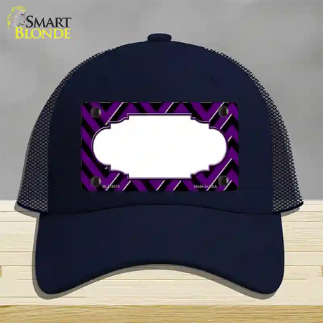 Purple Black Chevron Scallop Novelty License Plate Hat Mesh / Navy