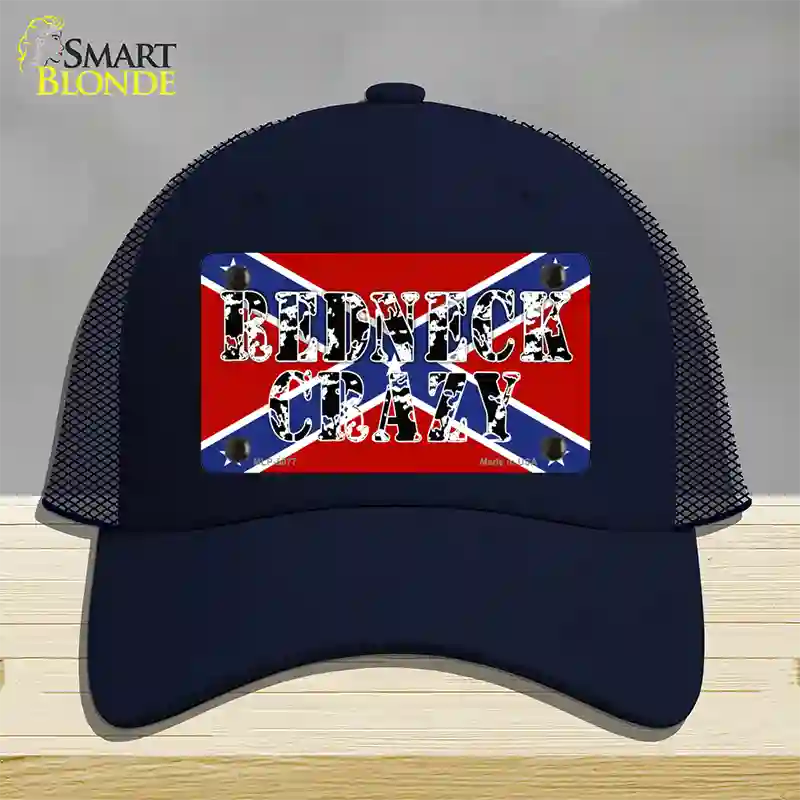 Redneck Crazy Novelty License Plate Hat Mesh / Navy