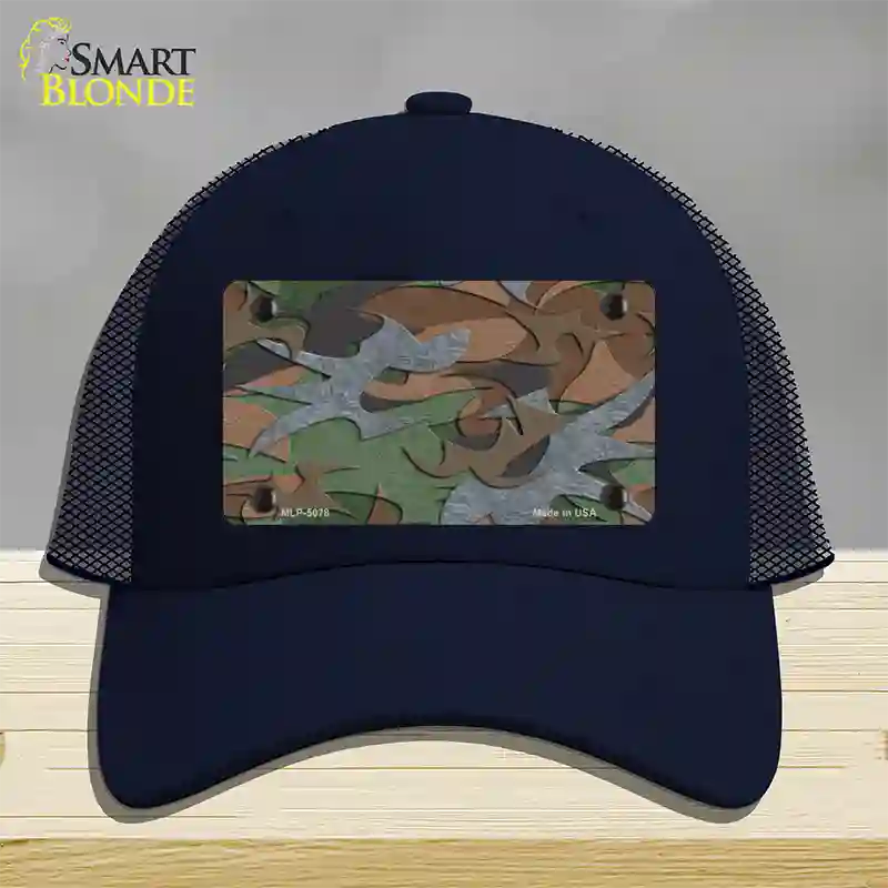 Textured Camouflage Novelty License Plate Hat Mesh / Navy