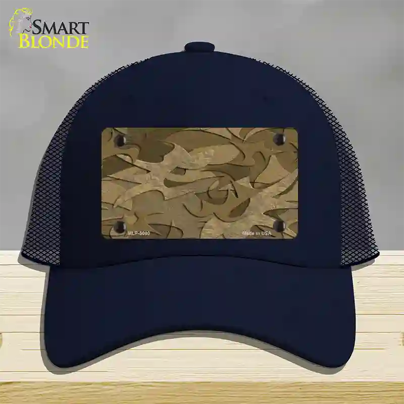 Brown Camouflage Novelty License Plate Hat Mesh / Navy