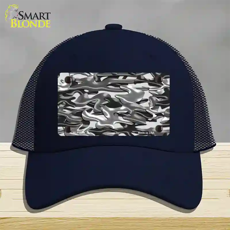 Grey Camouflage Novelty License Plate Hat Mesh / Navy