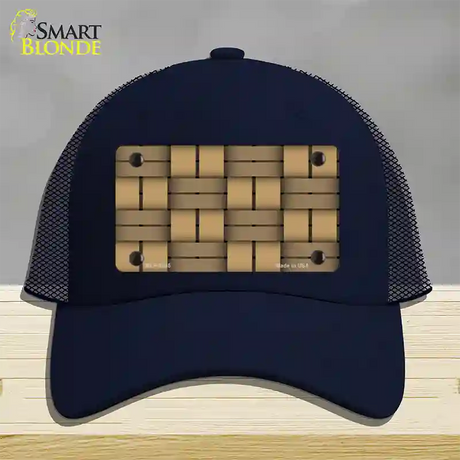 Weave Tan Novelty License Plate Hat Mesh / Navy