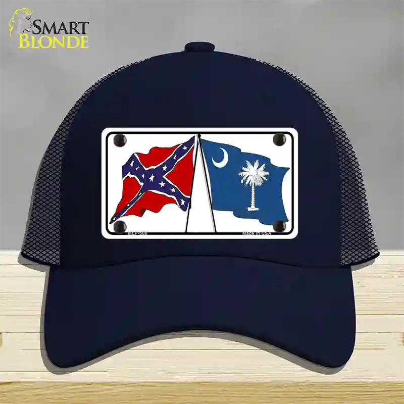 Confederate South Carolina State Flag Novelty License Plate Hat Mesh / Navy