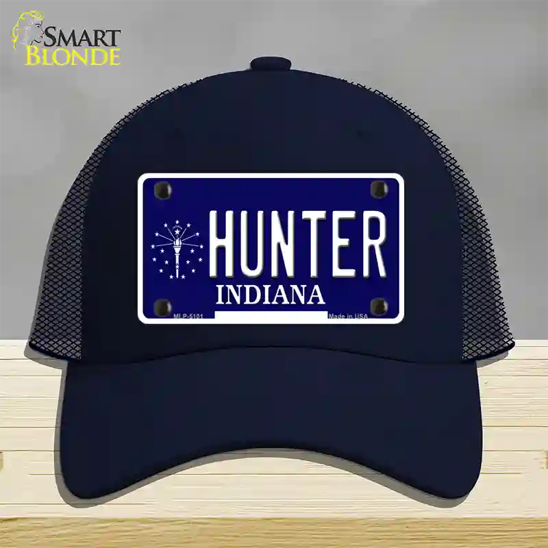 Hunter Indiana State Novelty License Plate Hat Mesh / Navy