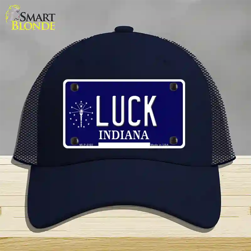 Luck Indiana State Novelty License Plate Hat Mesh / Navy