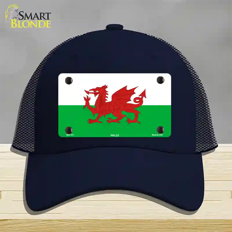 Wales Flag Novelty License Plate Hat Mesh / Navy