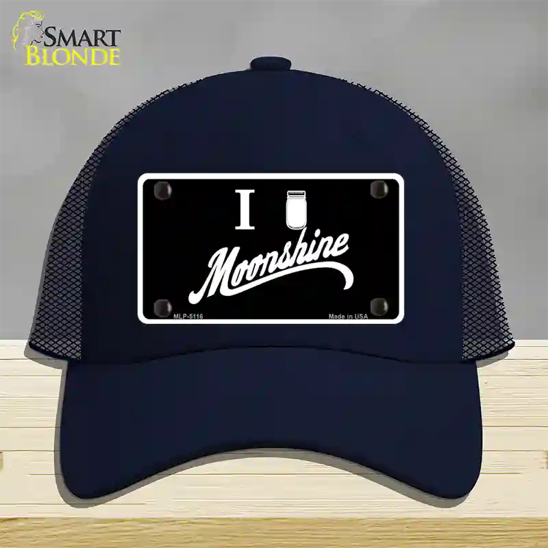 I Love Moonshine Novelty License Plate Hat Mesh / Navy