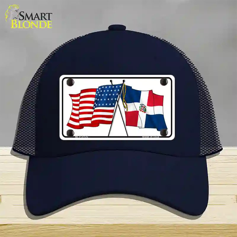 United States Dominican Republic Crossed Flags Novelty License Plate Hat Sign Mesh / Navy