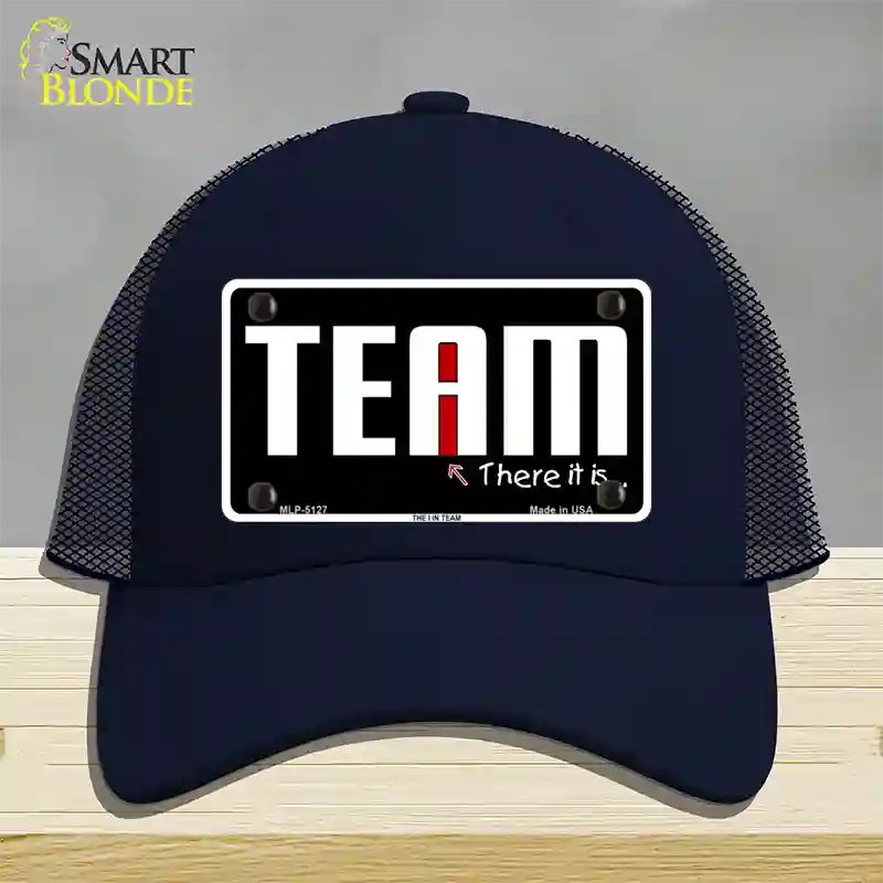 I In Team Novelty License Plate Hat Mesh / Navy