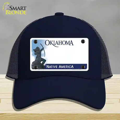 Oklahoma Native America State Blank Novelty License Plate Hat Mesh / Navy