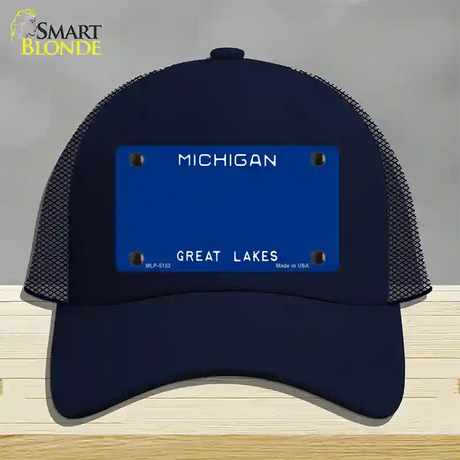 Michigan Great Lakes Plate State Blank Novelty License Plate Hat Mesh / Navy