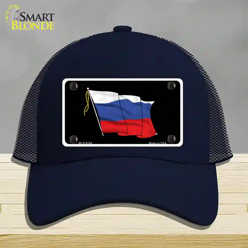 Russian Waving Flag Novelty License Plate Hat Mesh / Navy