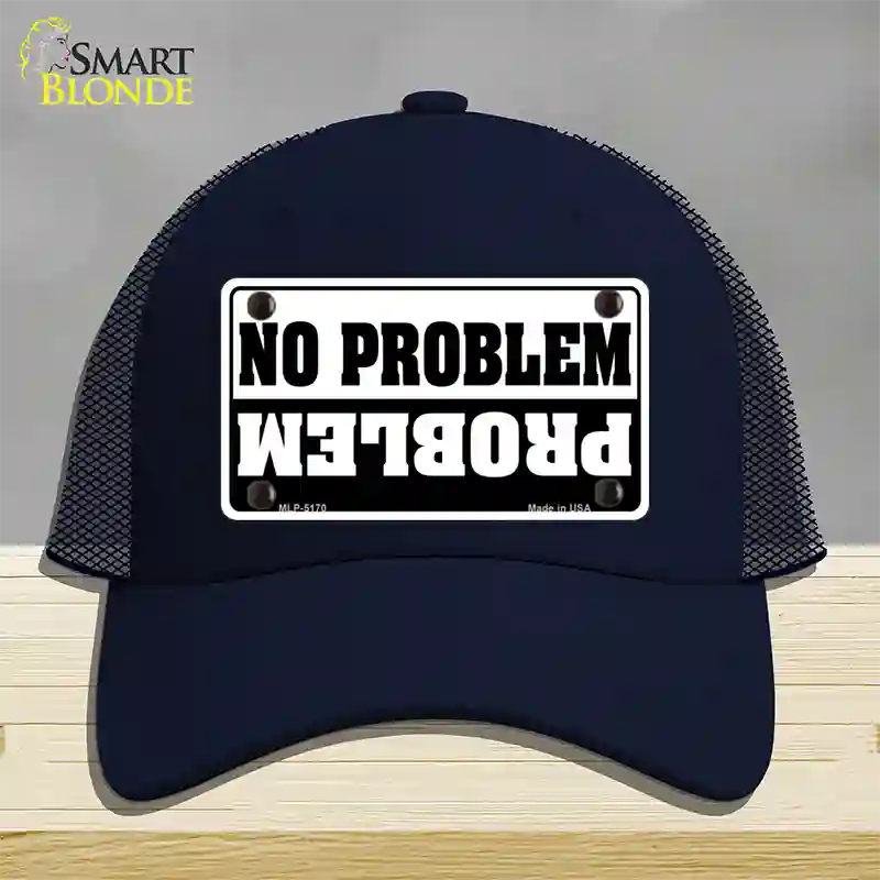 No Problem Novelty License Plate Hat Mesh / Navy