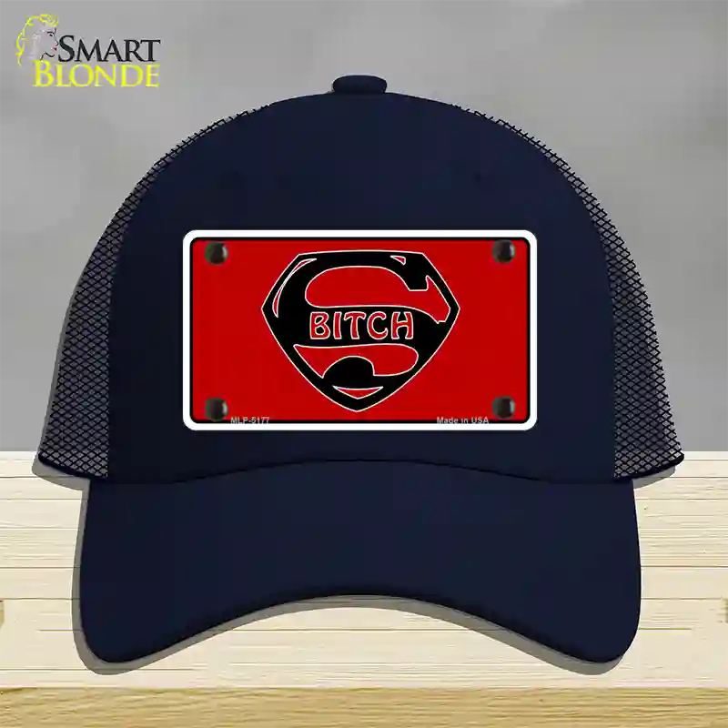 Super Bitch Novelty License Plate Hat Mesh / Navy