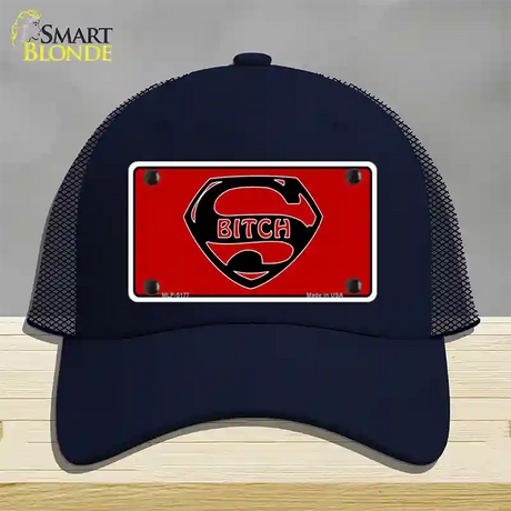 Super Bitch Novelty License Plate Hat Mesh / Navy