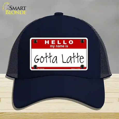 Gotta Latte Novelty License Plate Hat Mesh / Navy