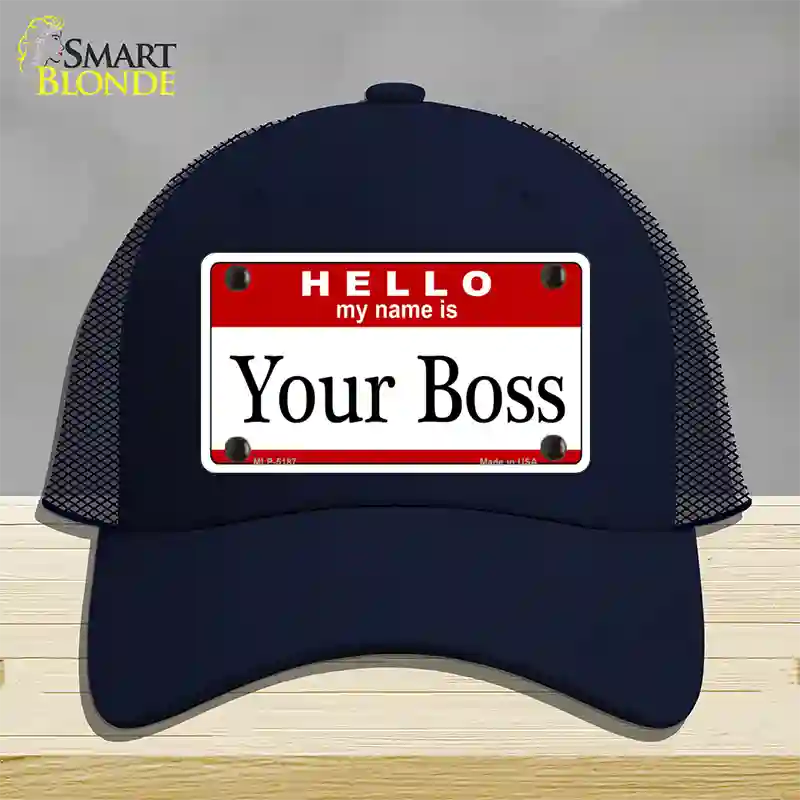 Your Boss Novelty License Plate Hat Mesh / Navy